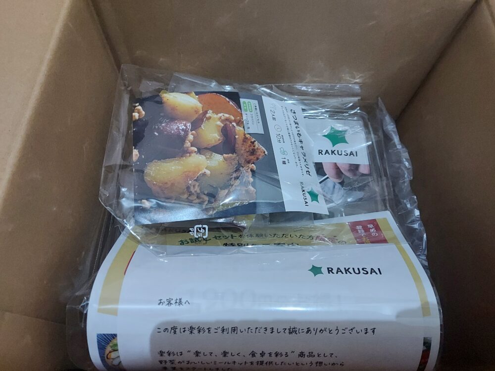 RAKUSAIお試しセット。届いたダンボールの中身。