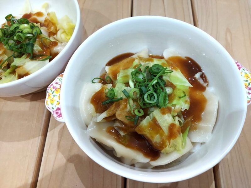 春キャベツとぷるもち水餃子~山わさびダレ~